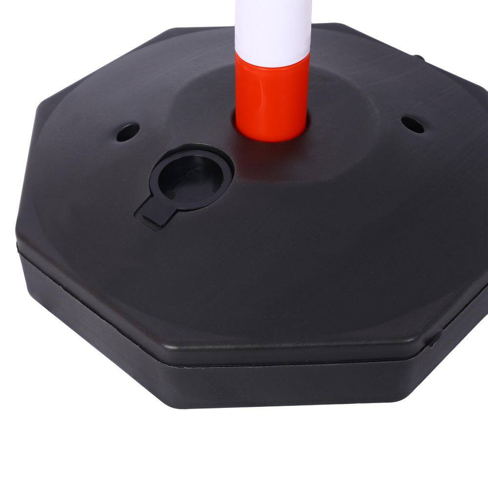 12-Pack White/Red Plastic Safety Barrier Post W/Fillable Base, 5 Ft. Plastic Cha