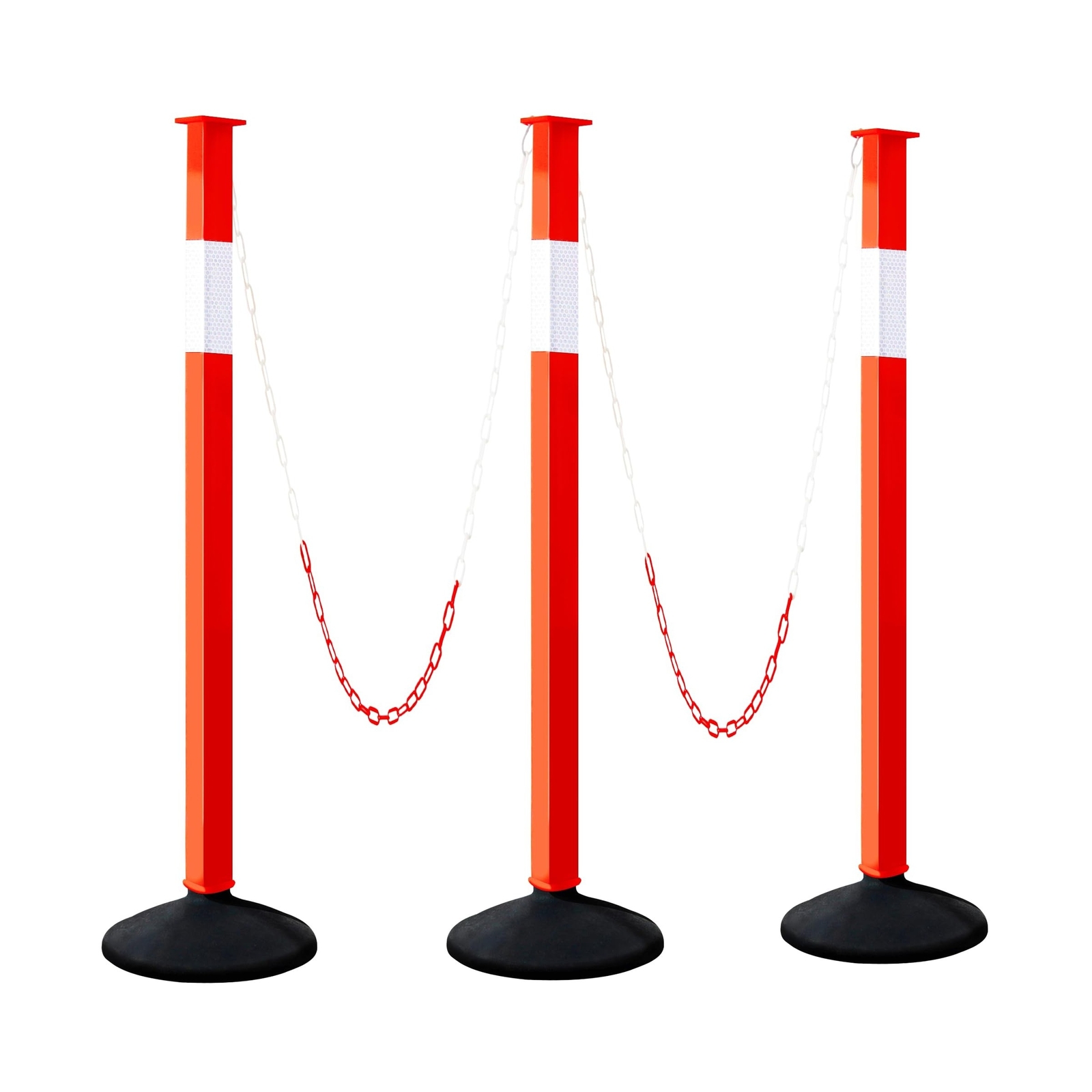 [3 Pack] Adjustable Traffic Delineator Post Cones with Rubber Weighted Base &…