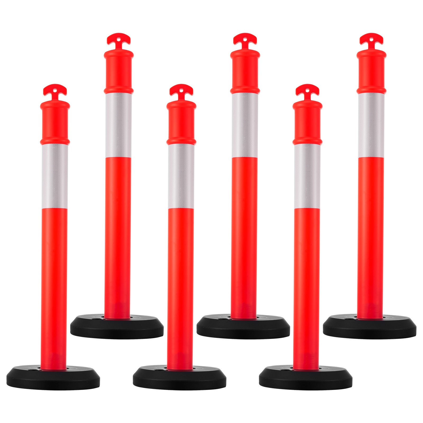 Uimoso Set of 6 Traffic Delineator Posts with Fillable Bases, 48-Inch Height