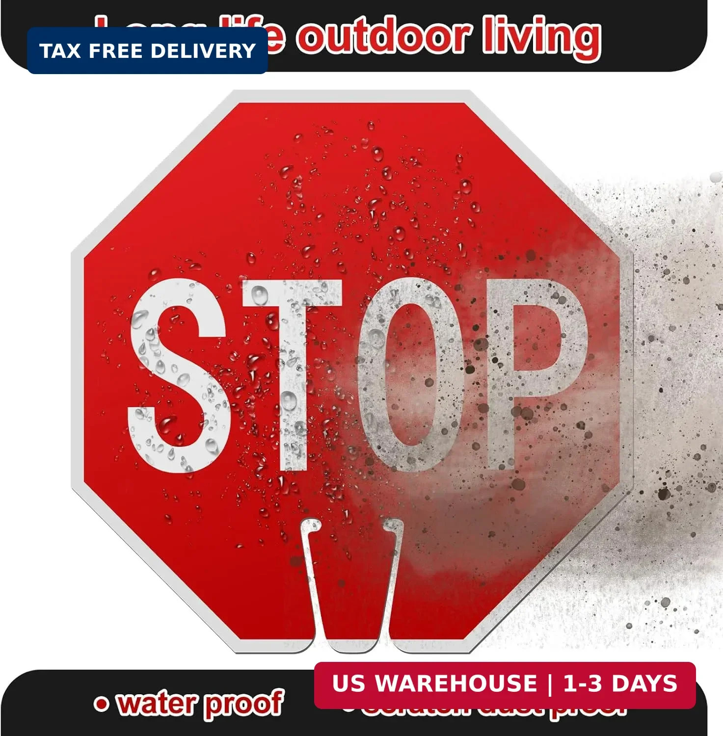 Geetery 6 Pcs Stop Signs 12×12″, Durable PVC Traffic Warning for Cones Double-si