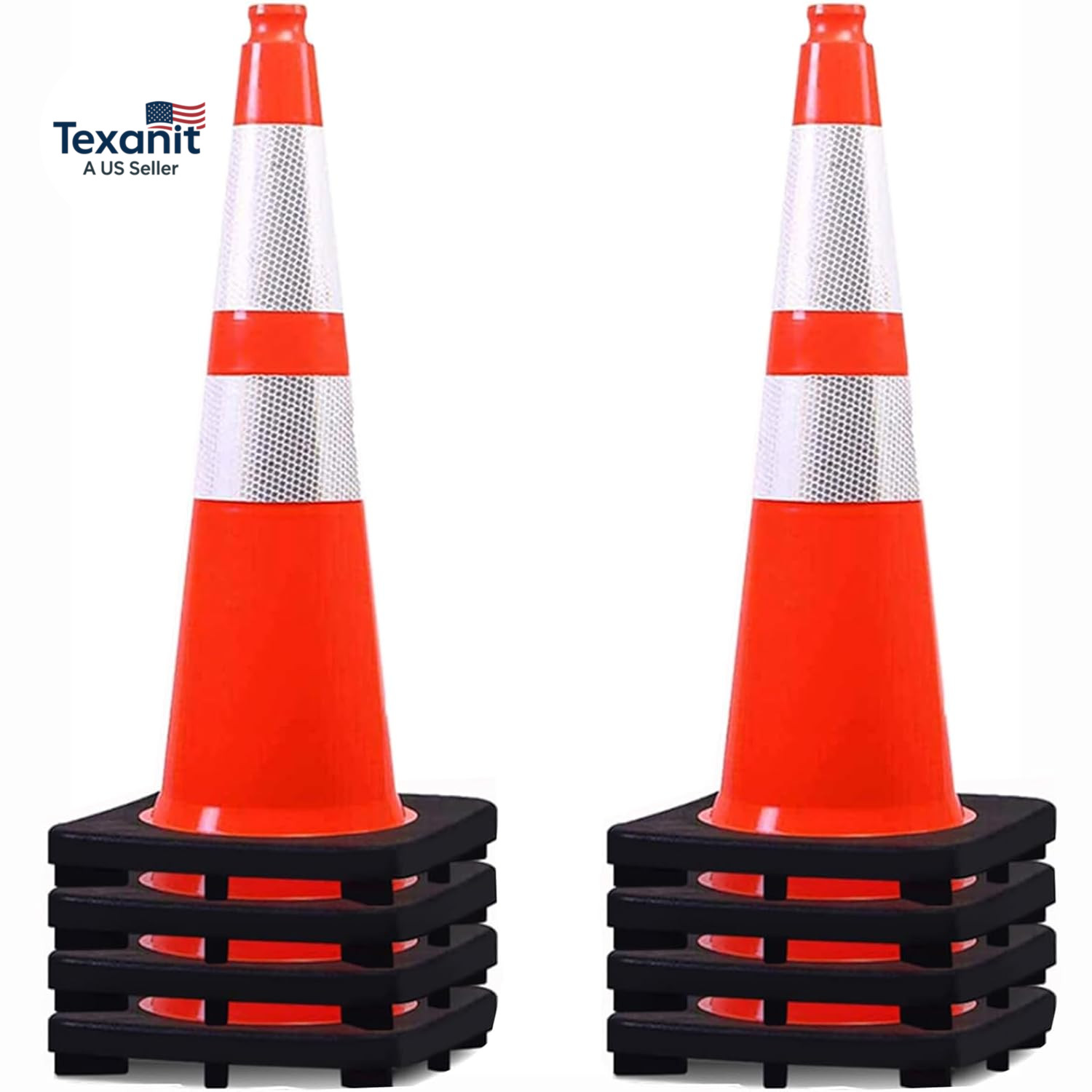 (8 Pack) 28” Inch Traffic Safety Cones Orange Road Parking Cones Heavy Duty Con