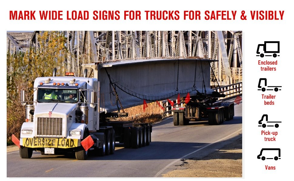 (4 Pack) Oversize Load Traffic Safety Flags Warning Signs 18 x 18 Inch For Truck