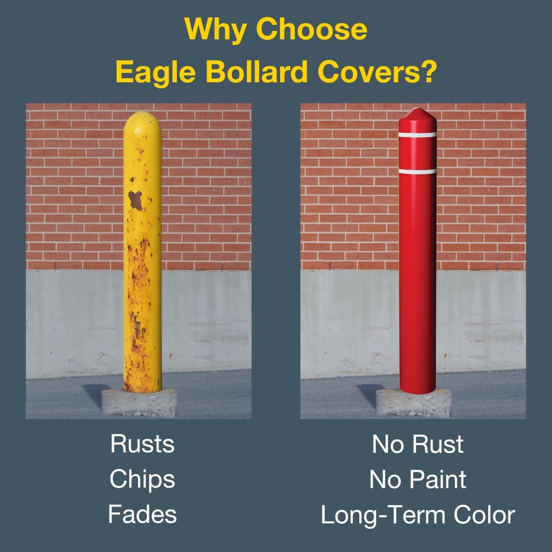 Durable 56″ Red Bollard Covers for 4″ Poles – Trimmable HDPE Sleeve