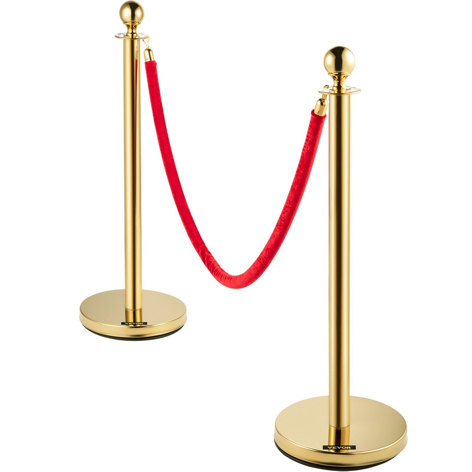 38in Queue Management Pole, Two Flannel Ropes 5 ft Each Included