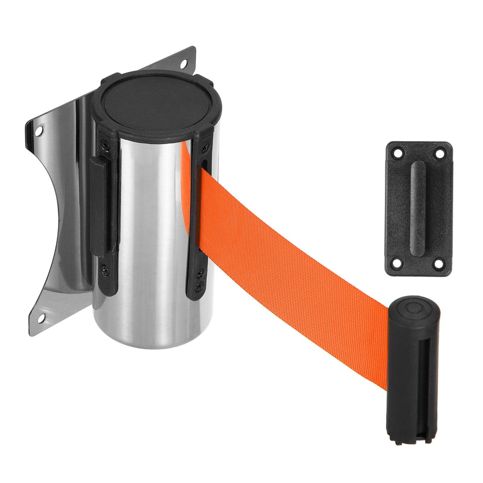 Fixed Wall Mount Retractable Belt Barrier (10 Feet, Orange) (1 Pcs)
