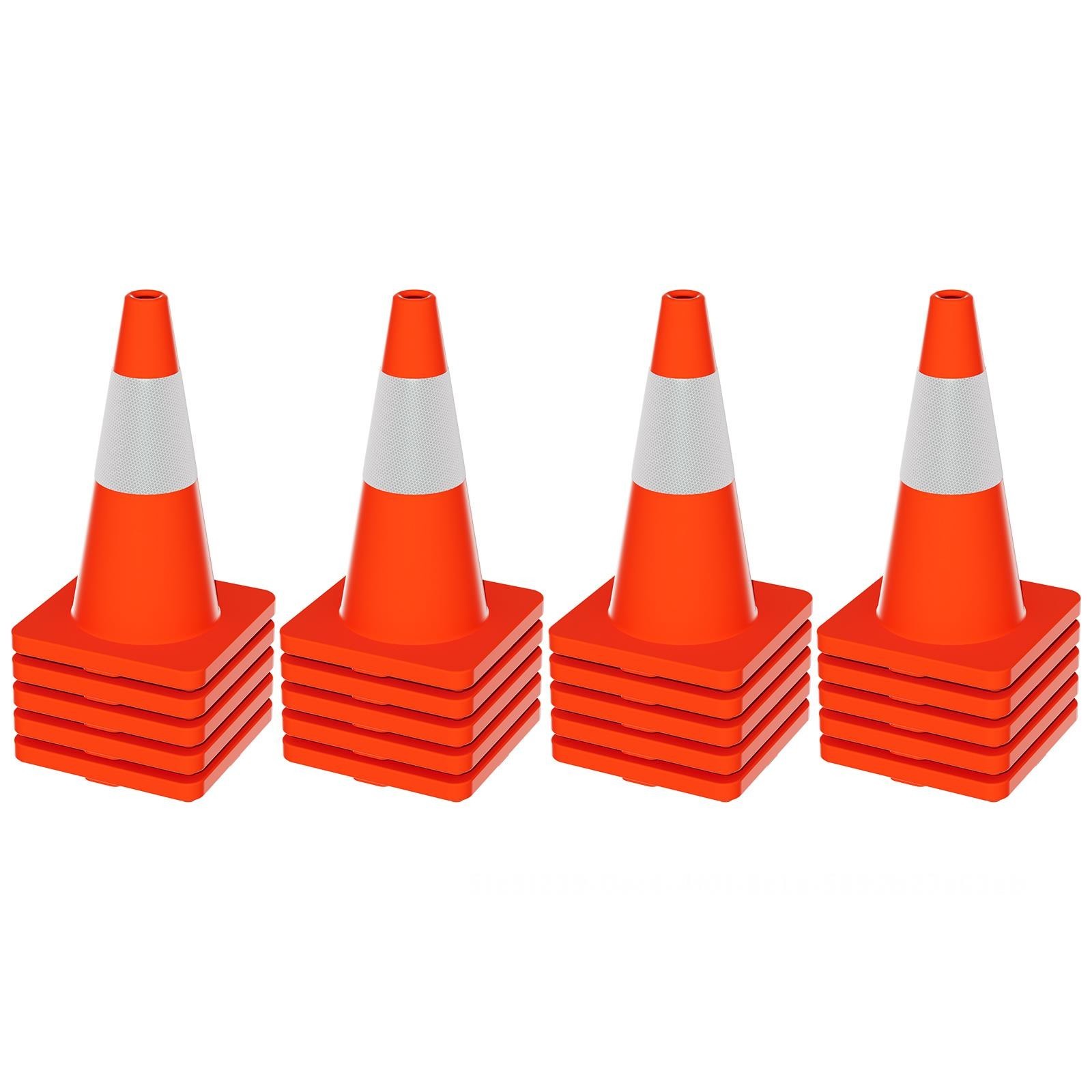 18″ 20Pcs Traffic Cones w/ Reflective Collars Hazard Construction Cones
