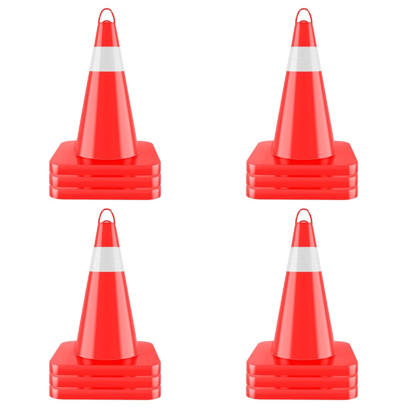 18in 12Pcs Traffic Cone Plastic PVC Road Cones w/Reflective Collar and Handle