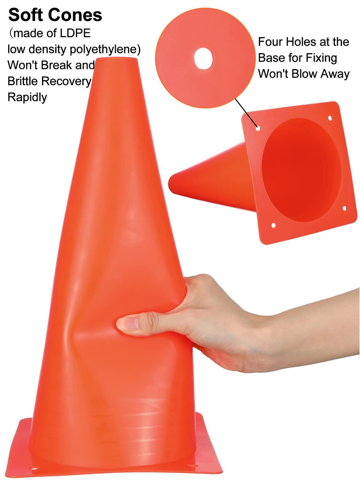 24 Pack Traffic Cones 12 Inch Plastic Safety Cones for Training Parking