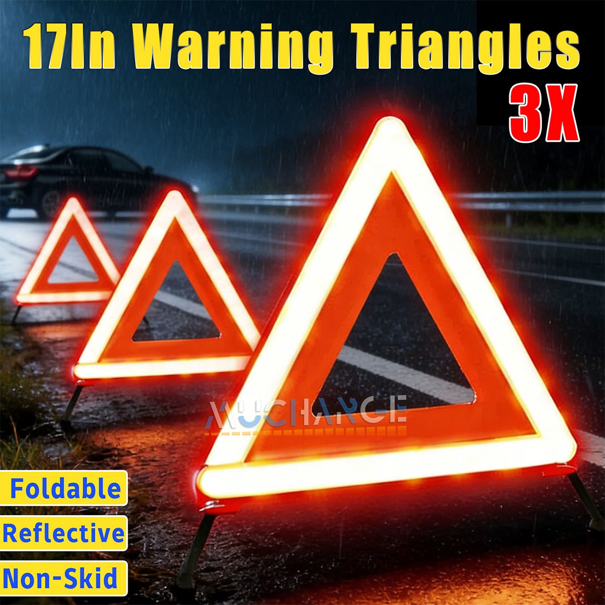 3/6/9 Pack Emergency Warning Triangles Reflector Safety Triangles DOT Approved