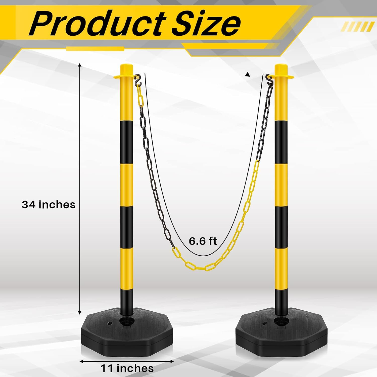 4 Sets 34 Inch Parking Cone Delineators Post Traffic Cone Plastic Stanchion Set