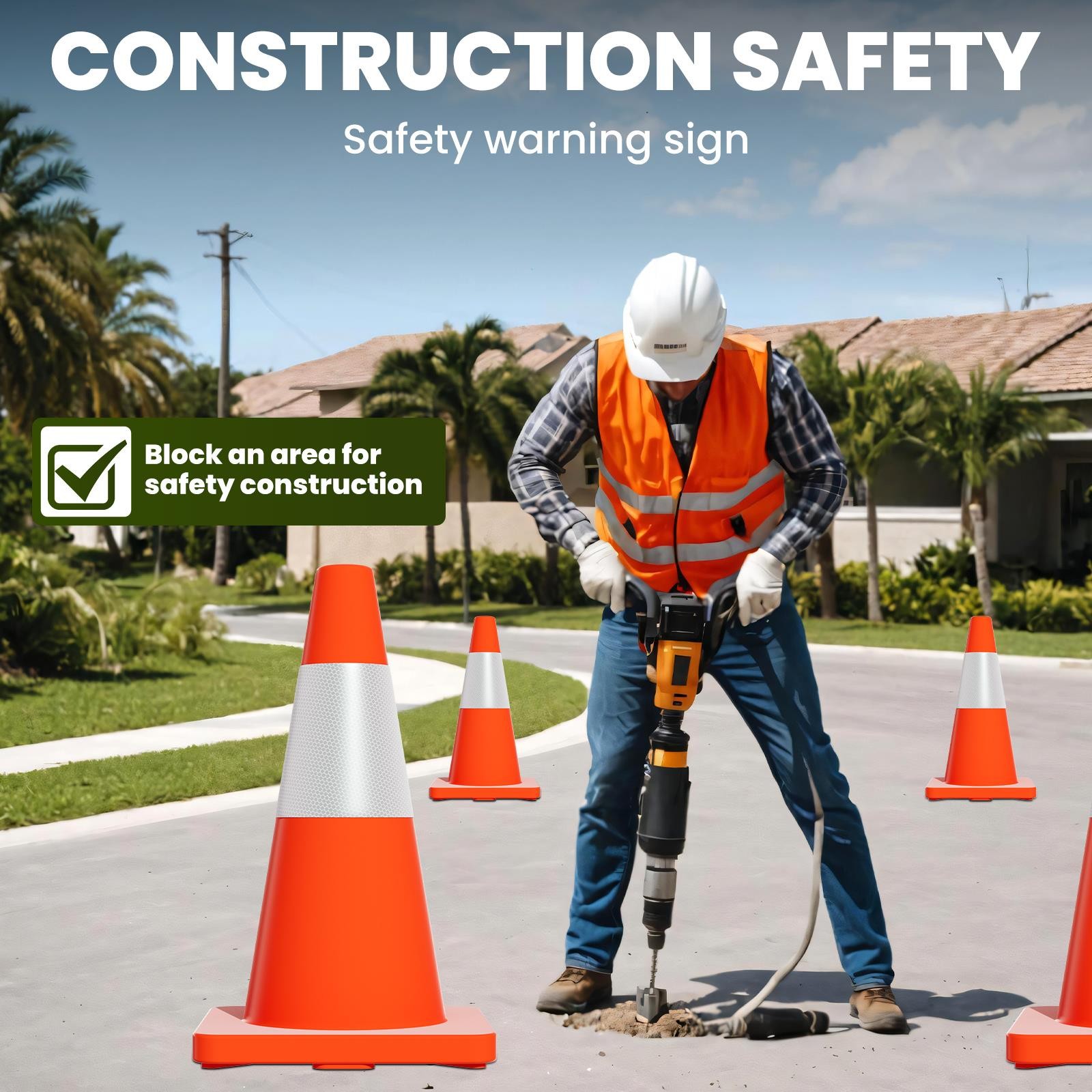 18″28″36″ Orange Traffic Cone Safety Cones Traffic Reflective Collars Road Cones