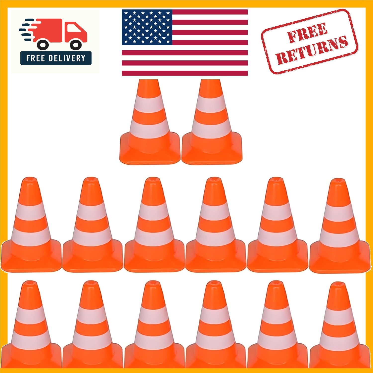 14 Piece Educational Mini Traffic Cones for Dollhouse & Model Construction