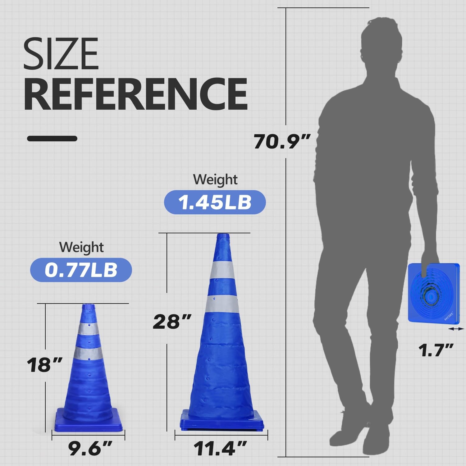 [4 Pack] 18 Inch Collapsible Traffic Cones, Safety Cones, Pop-up Cones with R…
