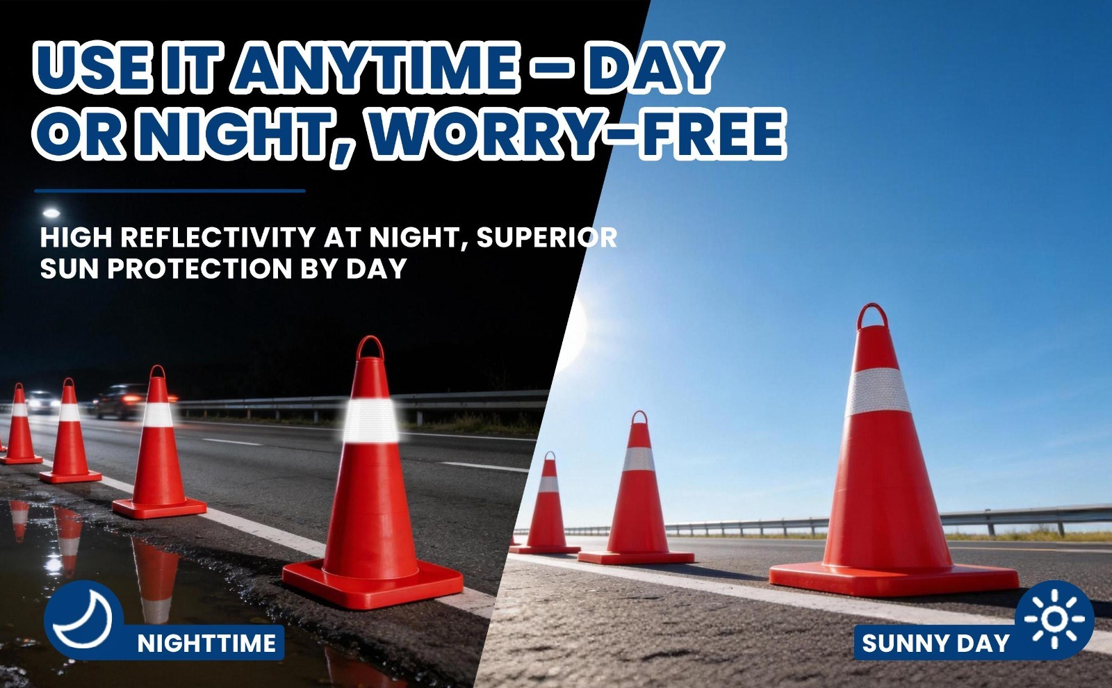 12 Pack 18″ Traffic Safety Cones Durable PVC Material Parking Cones with Reflect