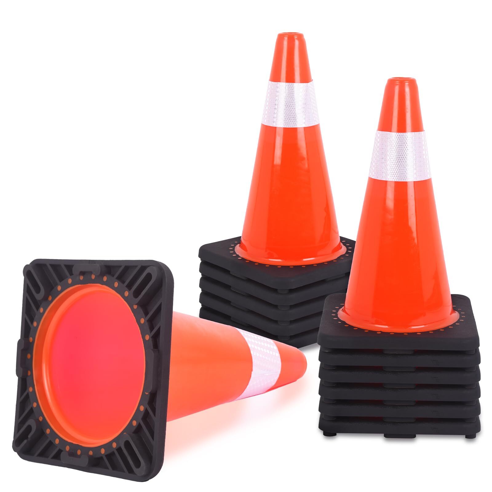 12PCS Traffic Safety Cones 18″ PVC Parking Cones for Roads Construction Warning
