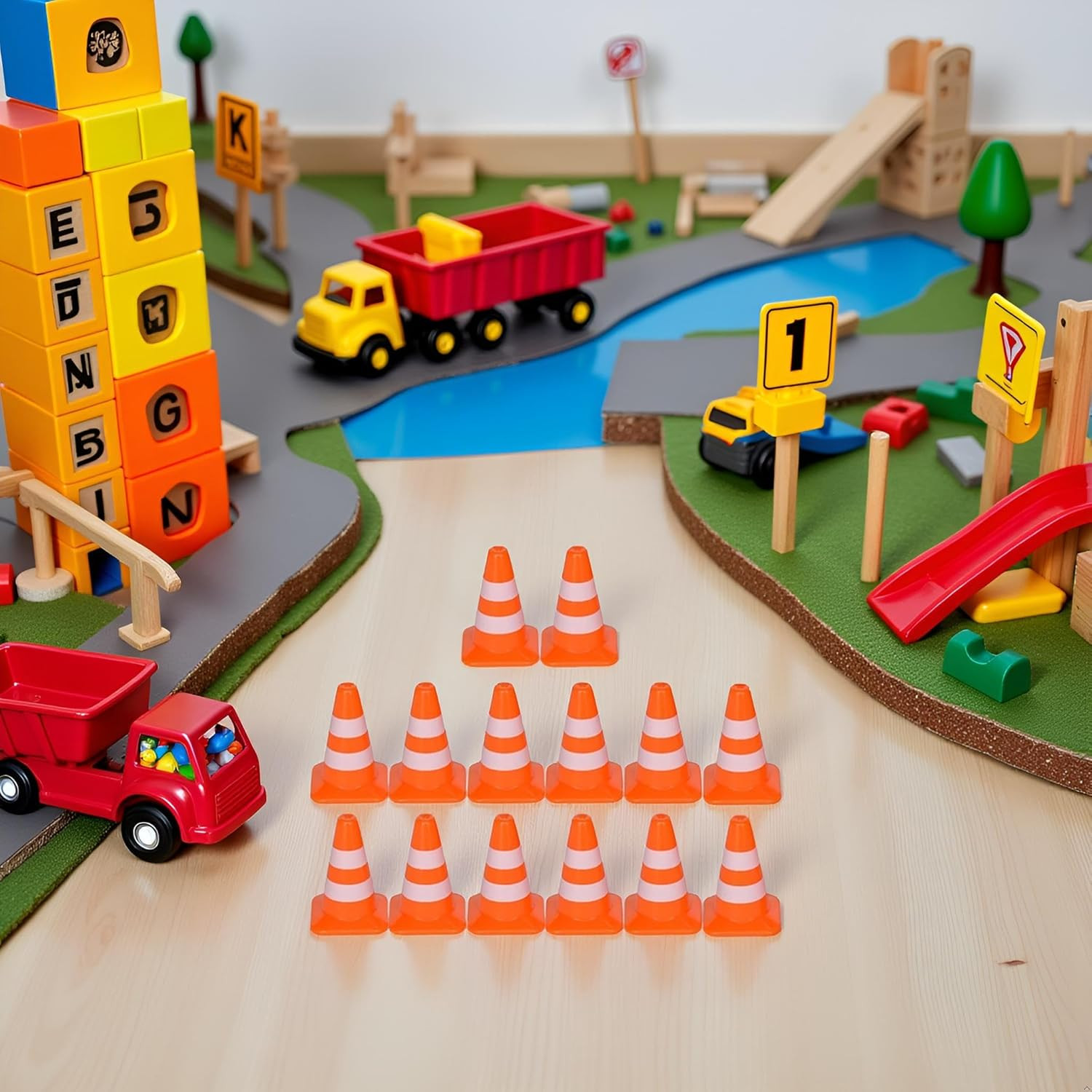 14 Pcs Mini Traffic Cones, Miniature Road Cone Orange Mini Traffic Cones Plastic