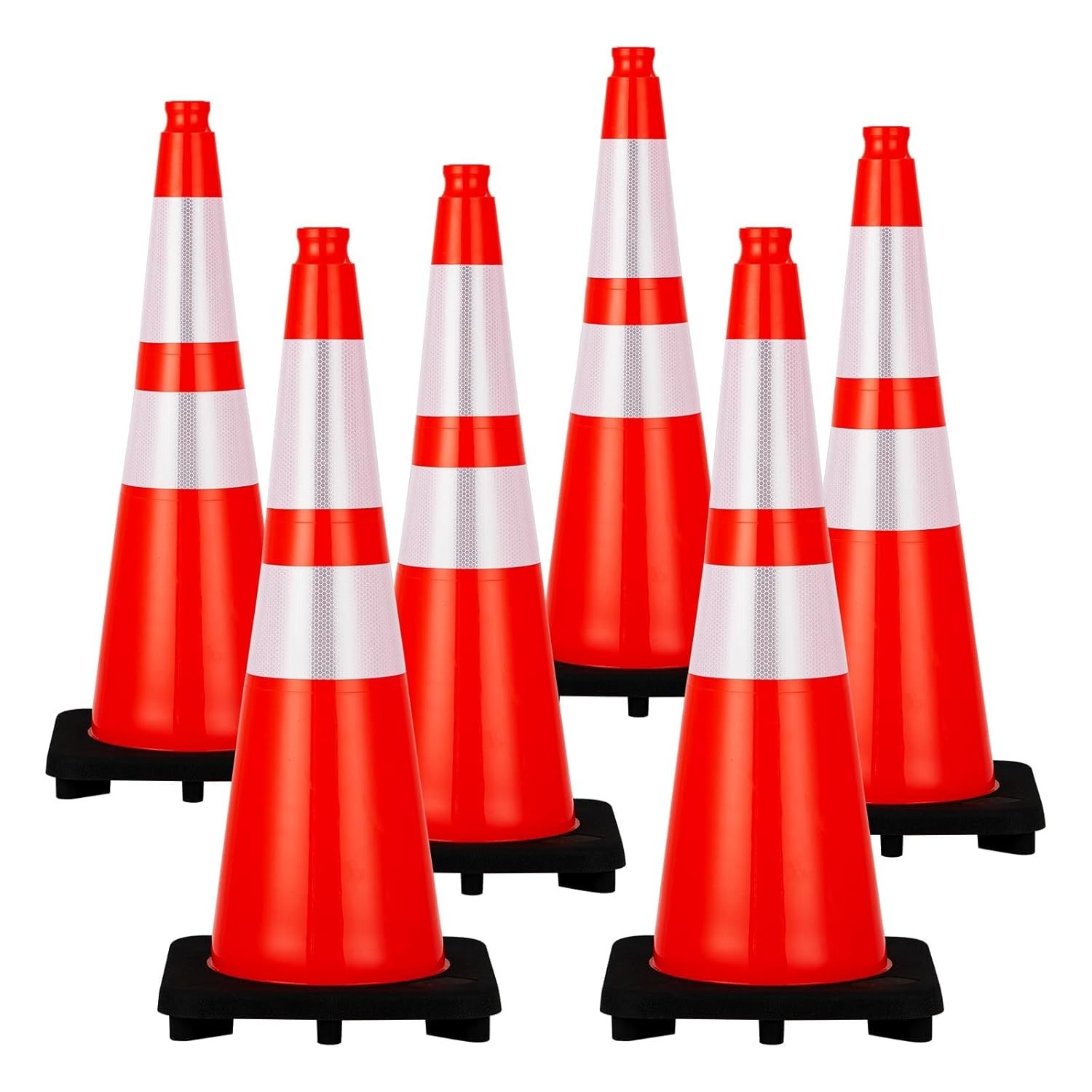 28 Inch Traffic Cones with 2 Reflective Collars PVC Orange for Road Parking Home