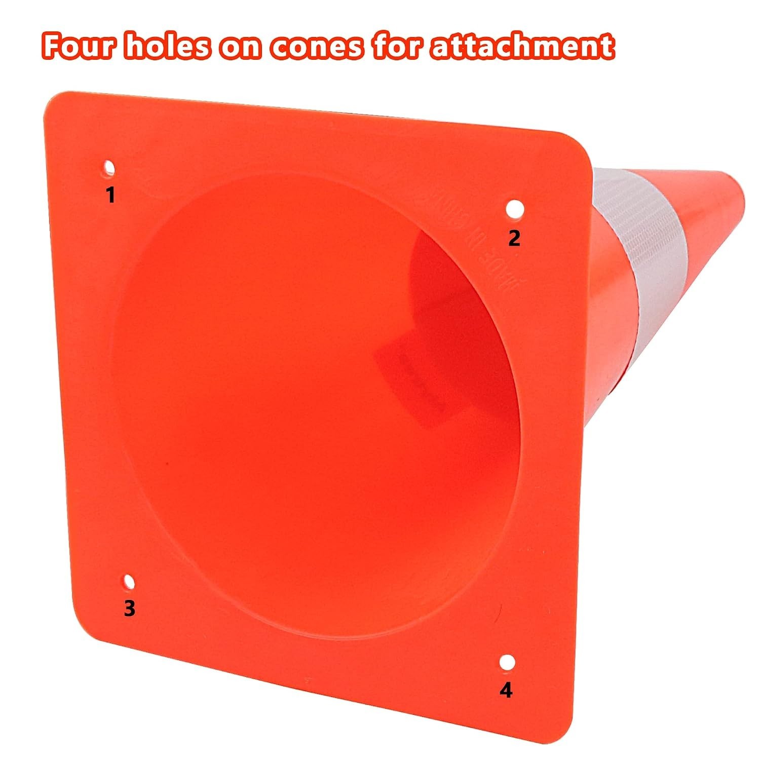 Bright Orange 12-Inch Training & Parking Cones with Reflective Strips – 4 Pack