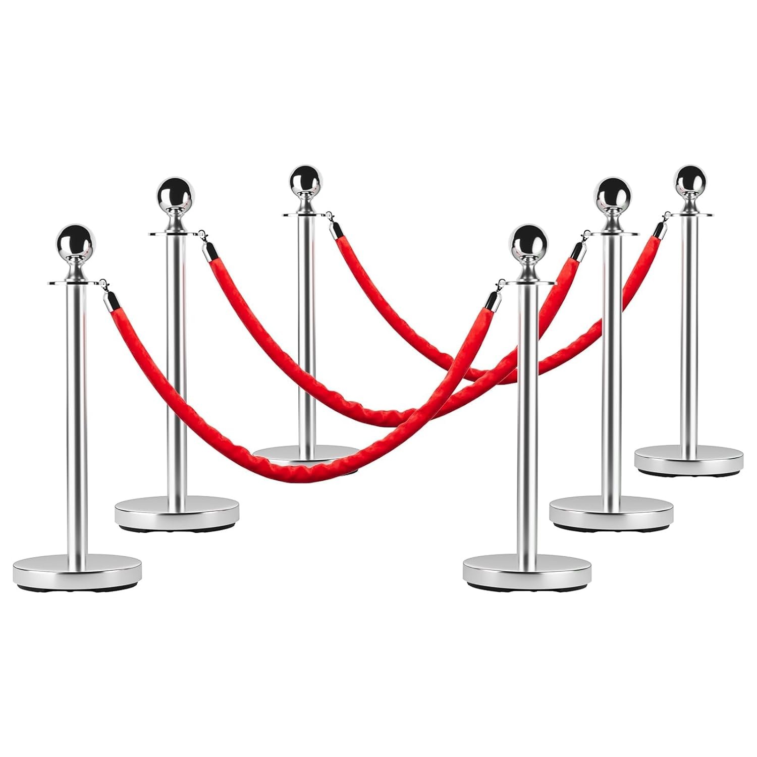 Gravee Stainless Steel Crowd Control Stanchions And Velvet Ropes Gold Pillar