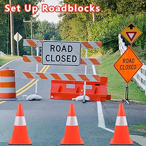 12 inch Traffic Safety Cones with Reflective Collars,[4 Pack]Orange Soccer Tr…