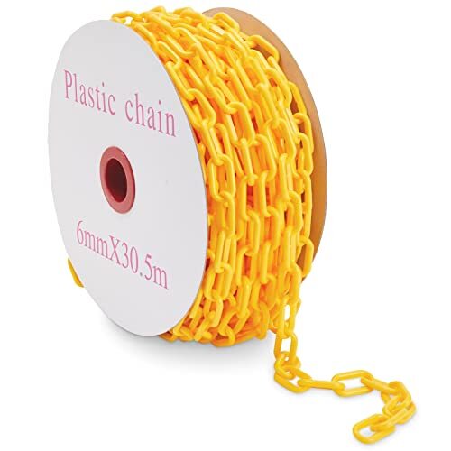 100 Ft 1.5″ Plastic Link Chain Barrier for Crowd Control Queue Line Parking