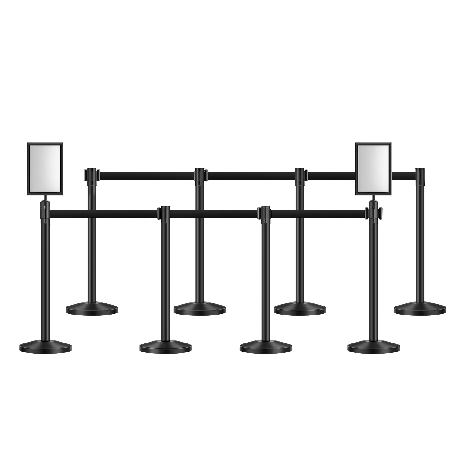 VEVOR 8Pcs Stanchion Post Crowd Contro Queue Barrier 2 Sign Holders Hollow Base