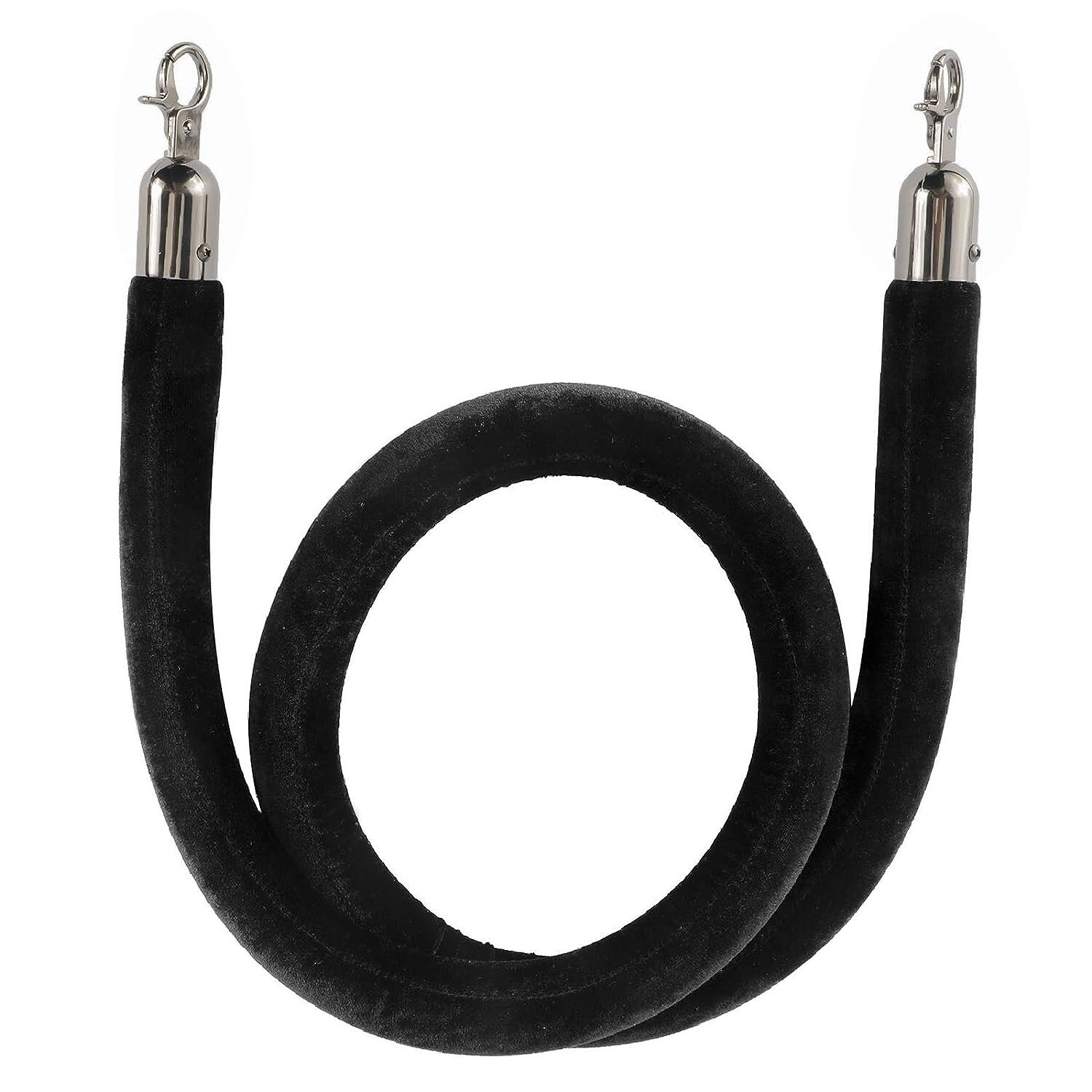 NovelBee 4pcs Black Velvet Stanchion Ropes with Black Hooks,5 Feet Crowd Control