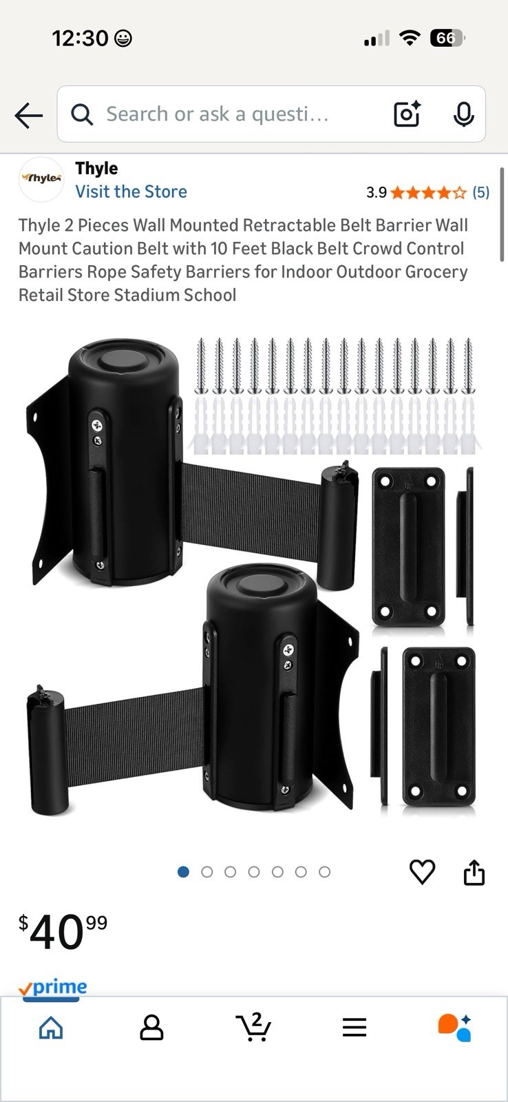 Wall Mounted Retractable Belt Barrier Wall Mount Caution Belt with 10 Feet