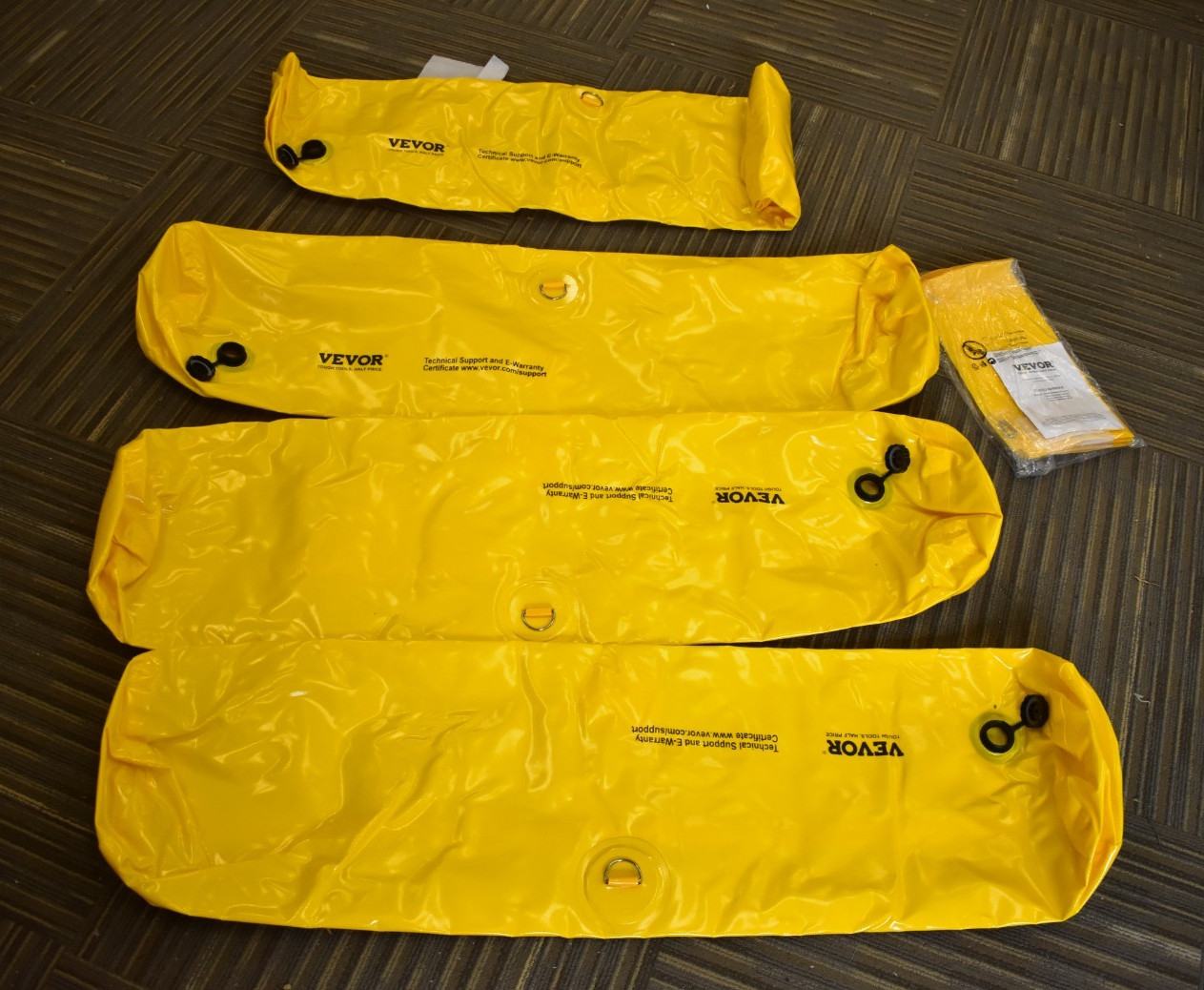 Lot of 4 Vevor Floor Barrier Sandbag Alternatives 4′ x 6″ Water Barriers Yellow