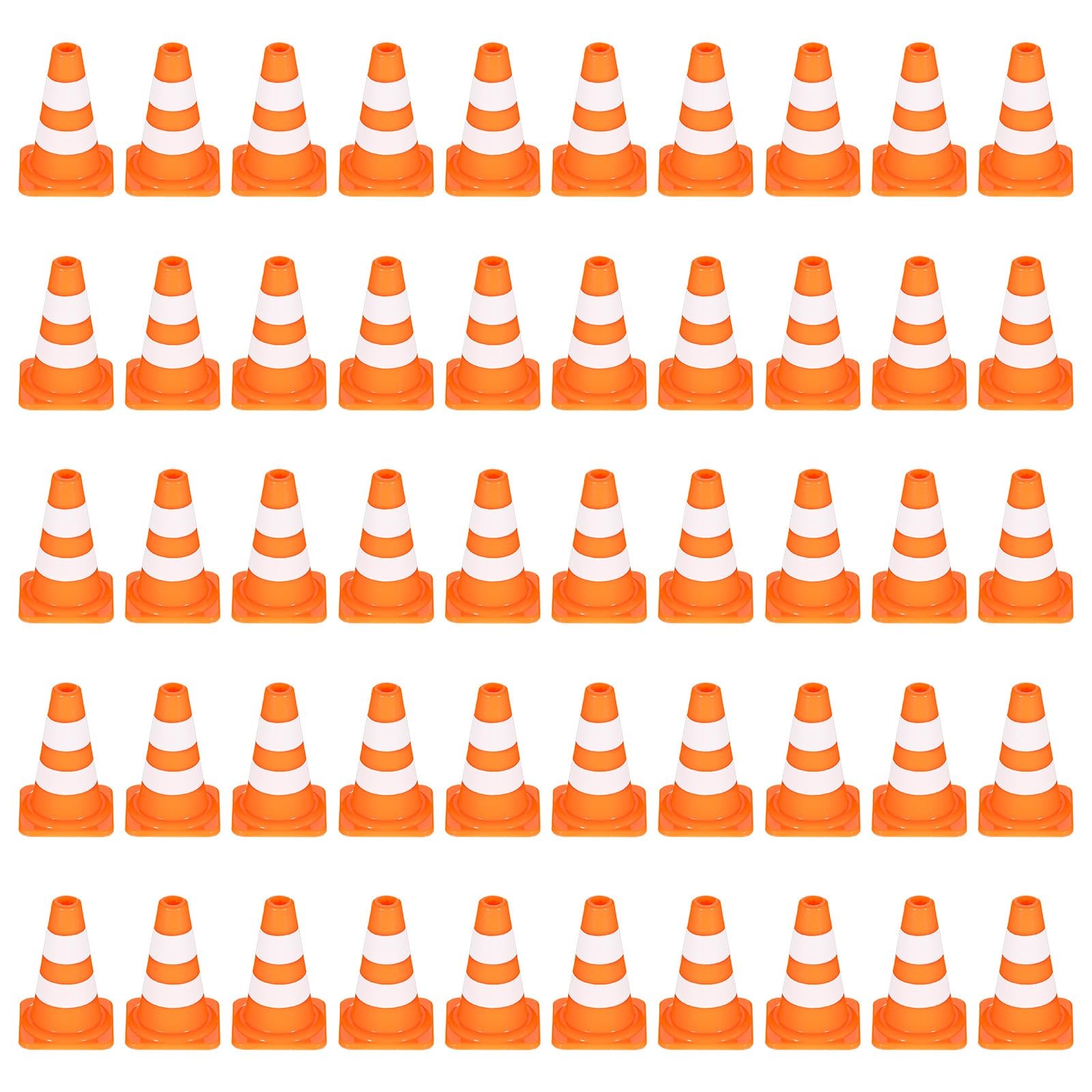50 Pack Mini Traffic Cones 1″ ABS Plastic Orange Road Safety Sign Kids Micro Toy