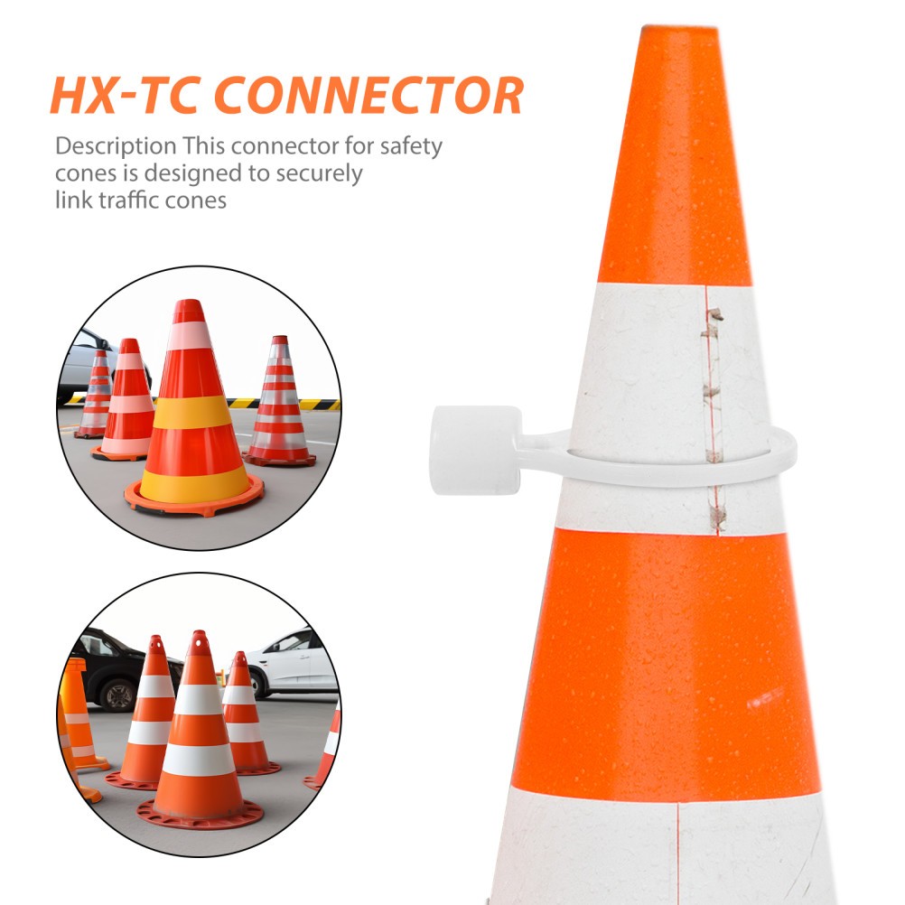 6Pcs Weather Resistant PVC Cone Connectors for Road Safety Bar White