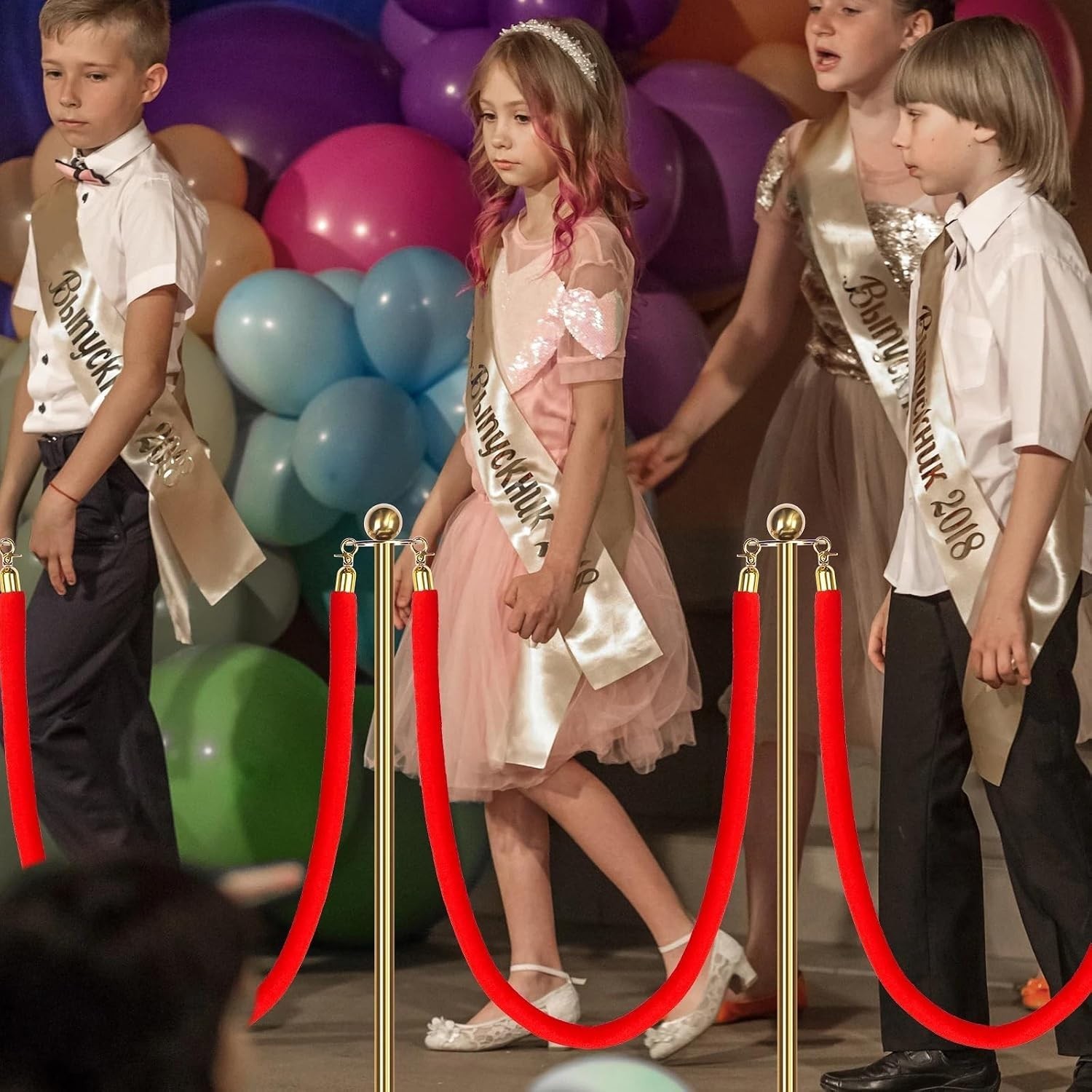 8 Post Red Carpet Party Stanchions 27.5″ SHORT Lightweight Posts Velvet Ropes
