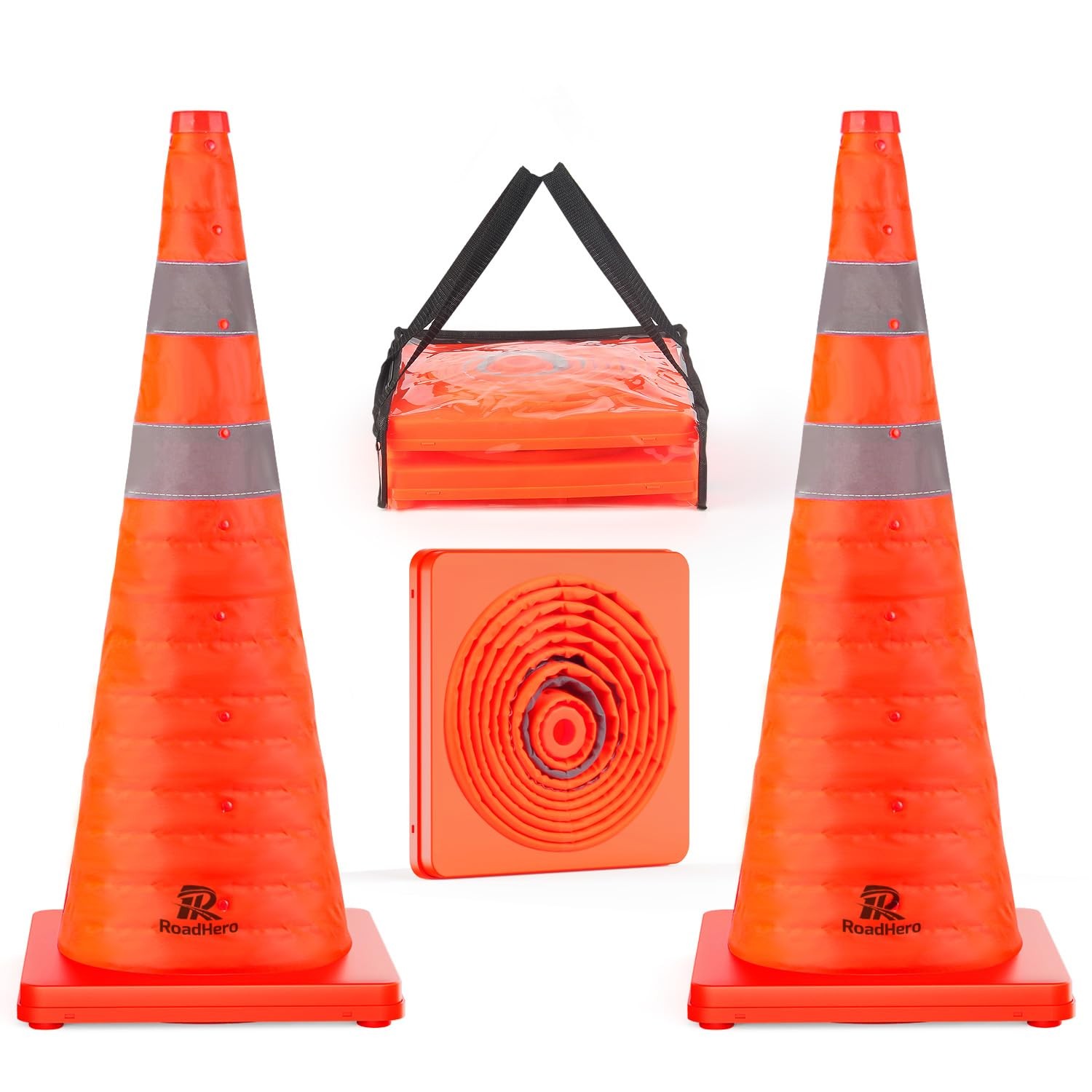 28 Inch 2 Pack Collapsible Traffic Safety Cones, Multi Purpose Popup Cones wi…