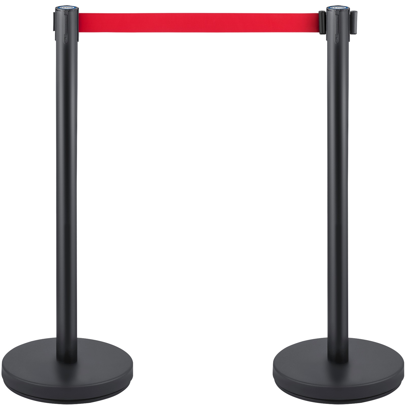 VEVOR 6 Pieces Crowd Control Stanchion Posts 6.6 ft/2 m Red Belt Queue Barrier