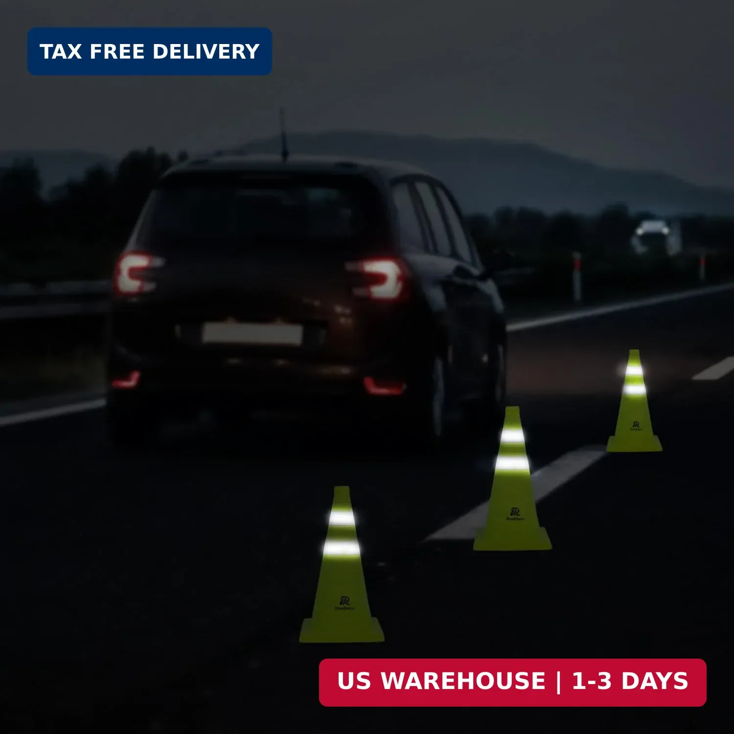 RoadHero 18 Inch 4 Pack Collapsible Traffic Safety Cones, Lime Green Pop-up Cone