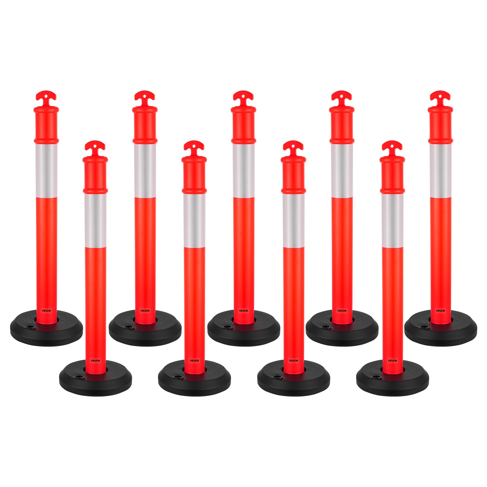 VEVOR 9 Packs Traffic Delineator Posts 48 in Traffic Safety Cones Fillable Base