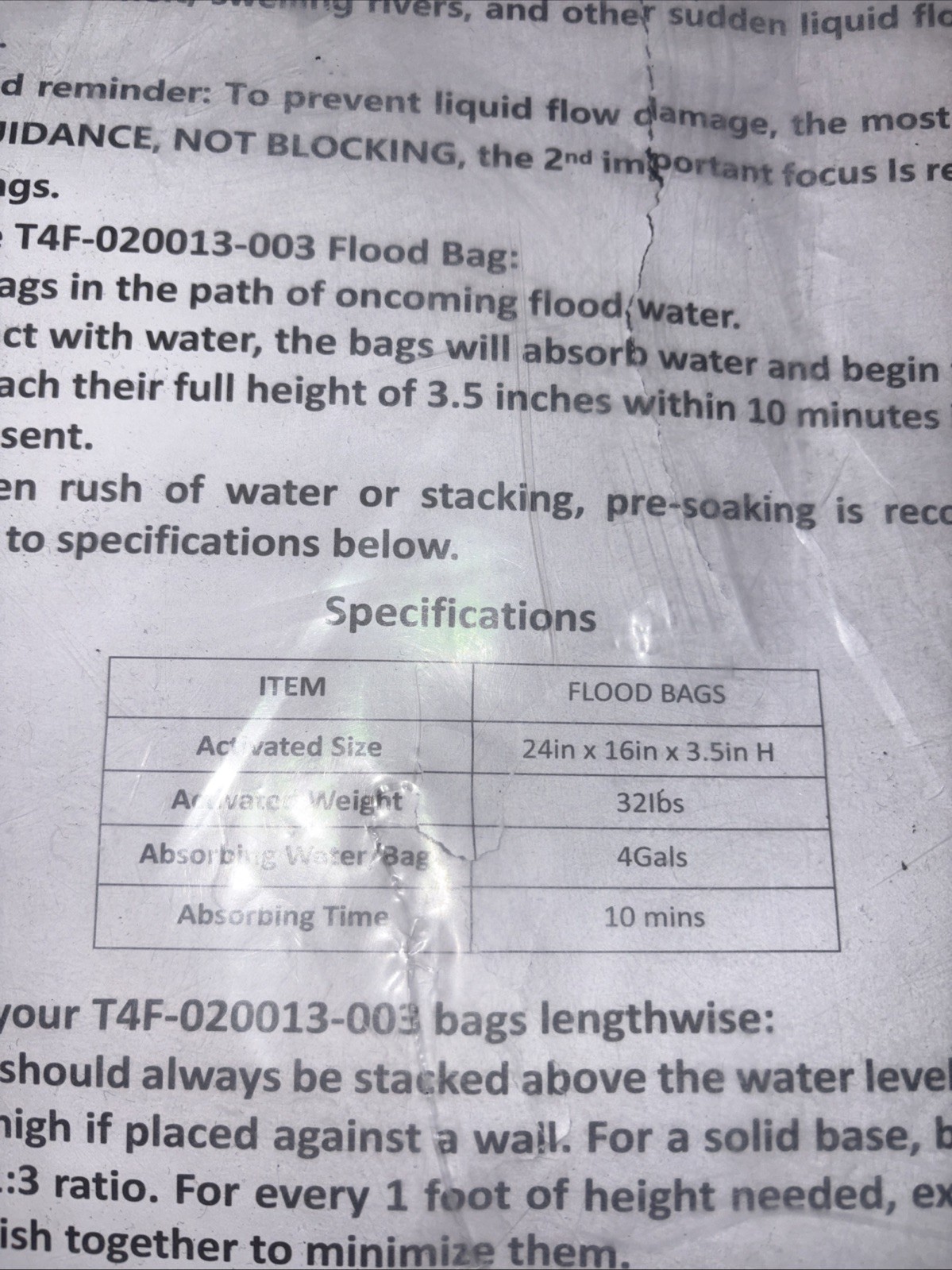 Water Activated Flood Barrier Bags 6 Pack 24x16x3.5 Emergency Sandless Bags