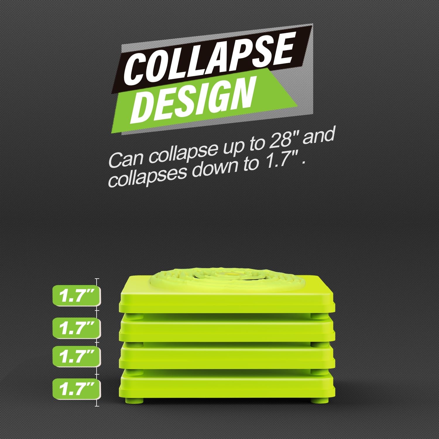 28 Inch 4 Pack Collapsible Traffic Safety Cones, Lime Green Pop-up Cones with…