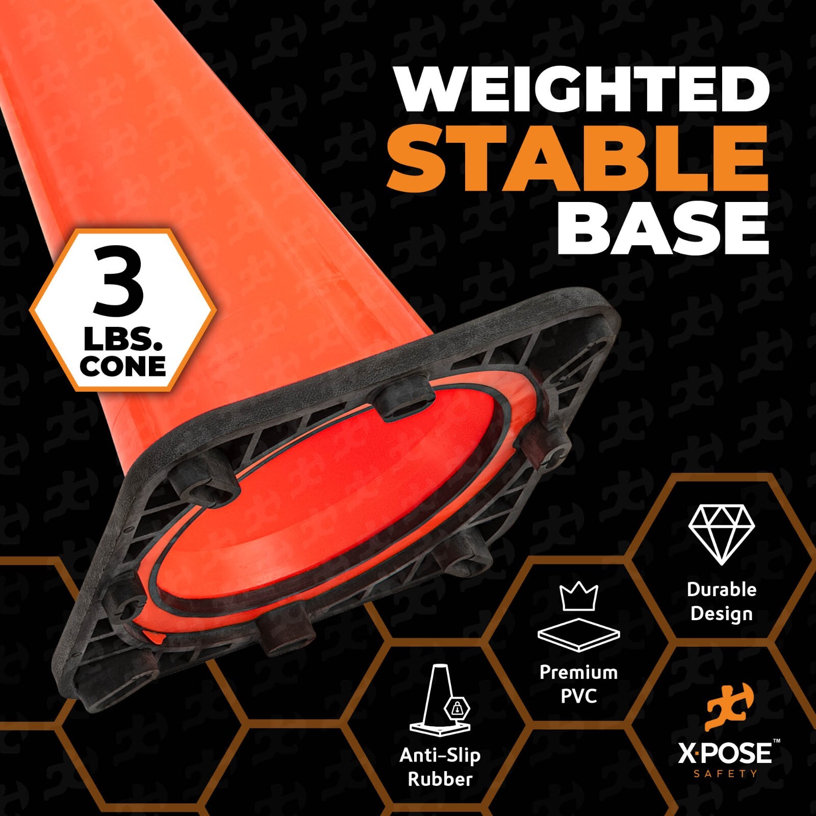 Orange Traffic Cones 18 Inch , Multipurpose PVC Plastic Safety Cone