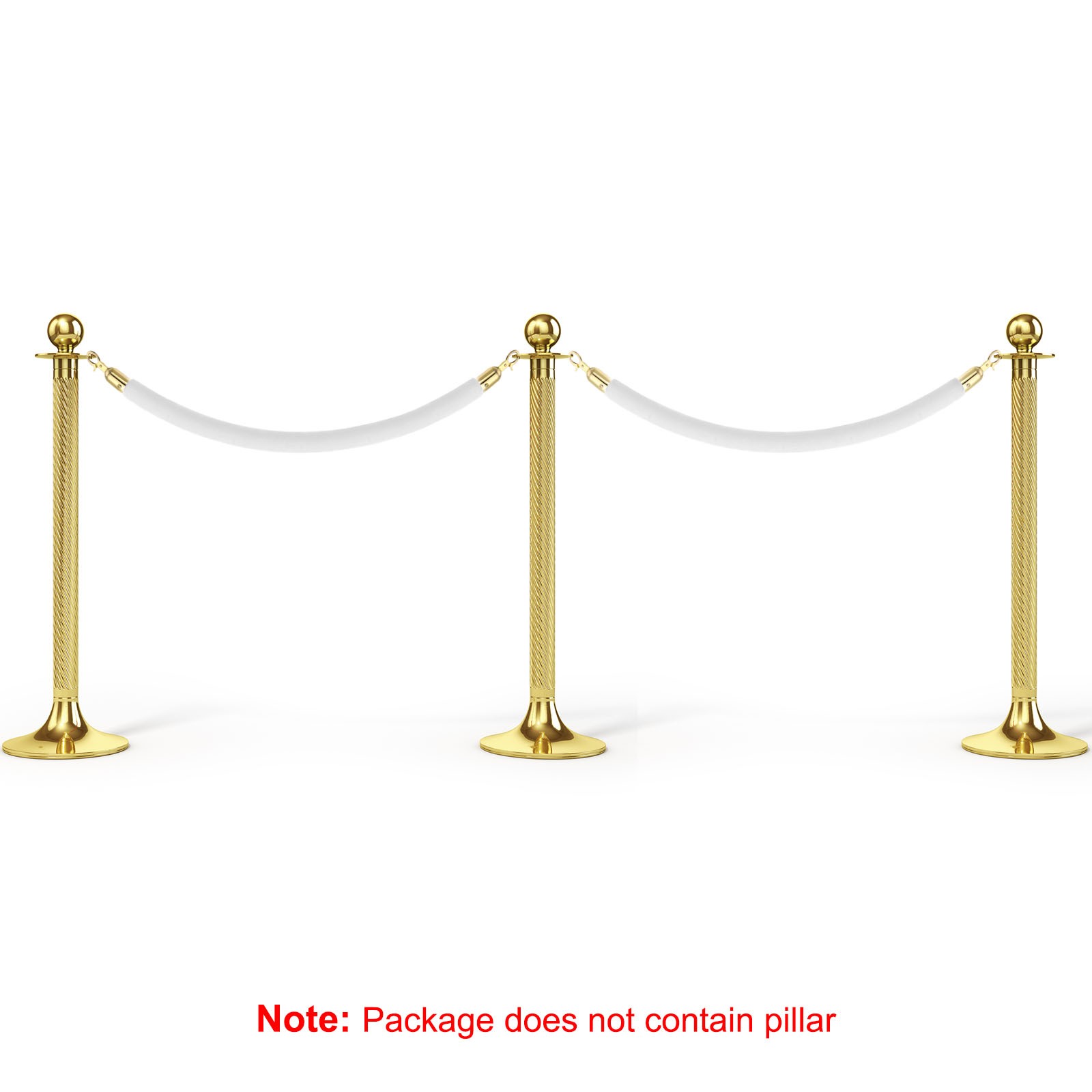 6 Feet White Velvet Stanchion Rope, 2 Pack Crowd Control Barrier Rope, Golden