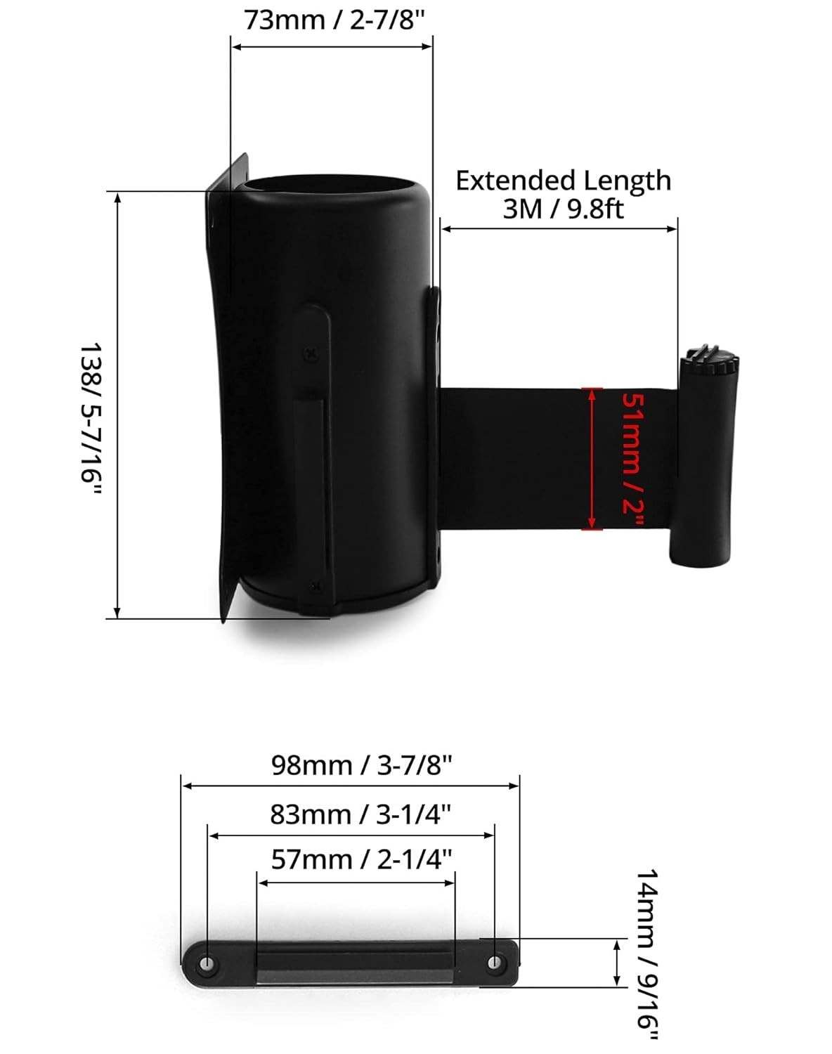 Wall Mounted Retractable Belt Barrier 2 Pack with 10 Feet, Crowd Control for