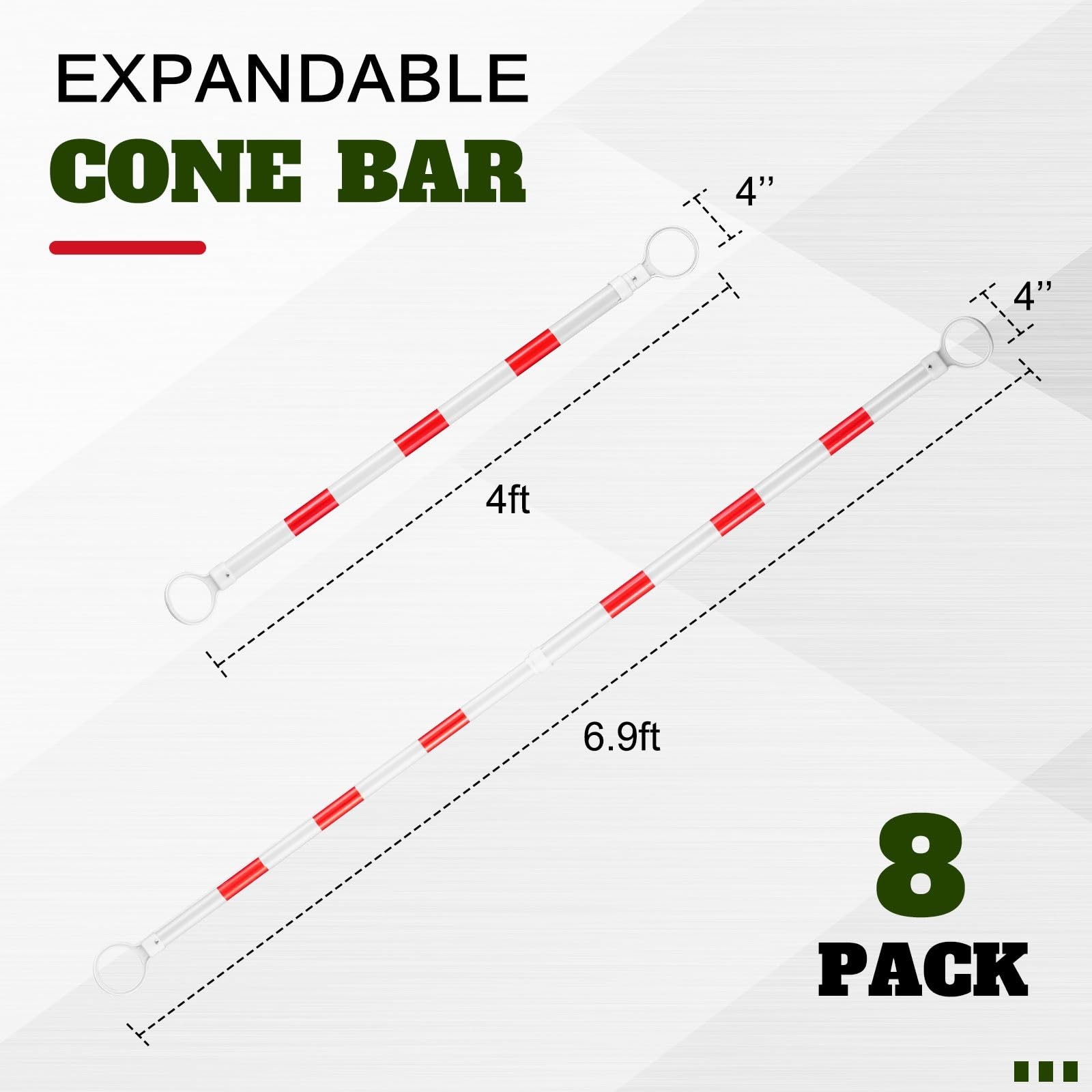 8 Pcs 4-6.9 ft Extendable Traffic Cone Bar with Reflective Film – Safety Barrica