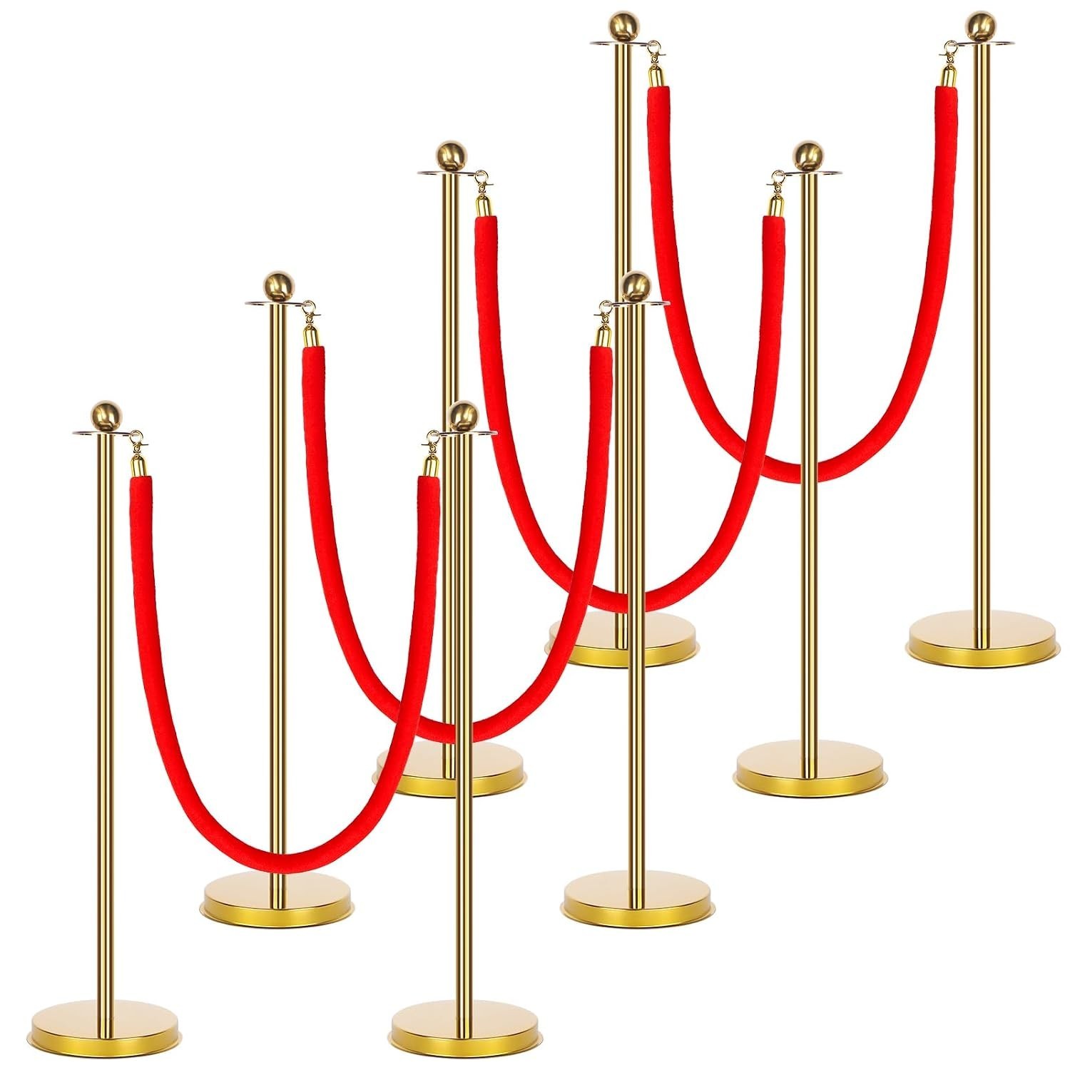 8 Post Red Carpet Party Stanchions 27.5″ SHORT Lightweight Posts Velvet Ropes