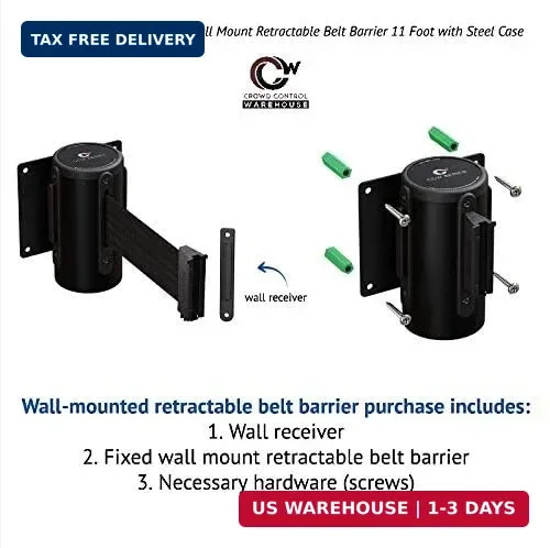 Crowd Control Warehouse – CCW Series WMB-120 Fixed Wall Mount Retractable Belt B