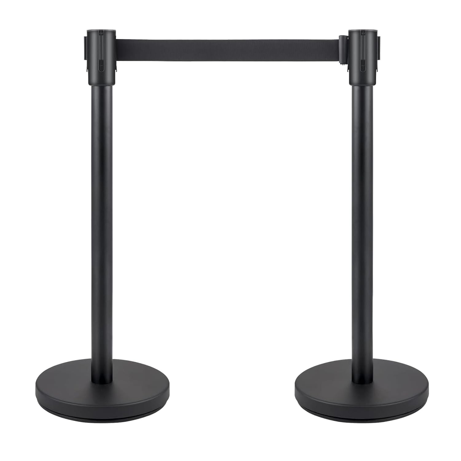 2x Stanchion Post Crowd Control Height 35.4 Inches with Retractable Belts Black