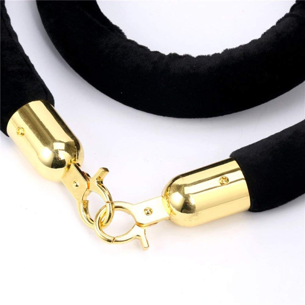 Black Velvet Stanchion Rope Crowd Control Rope Barrier with Gold Color Plated