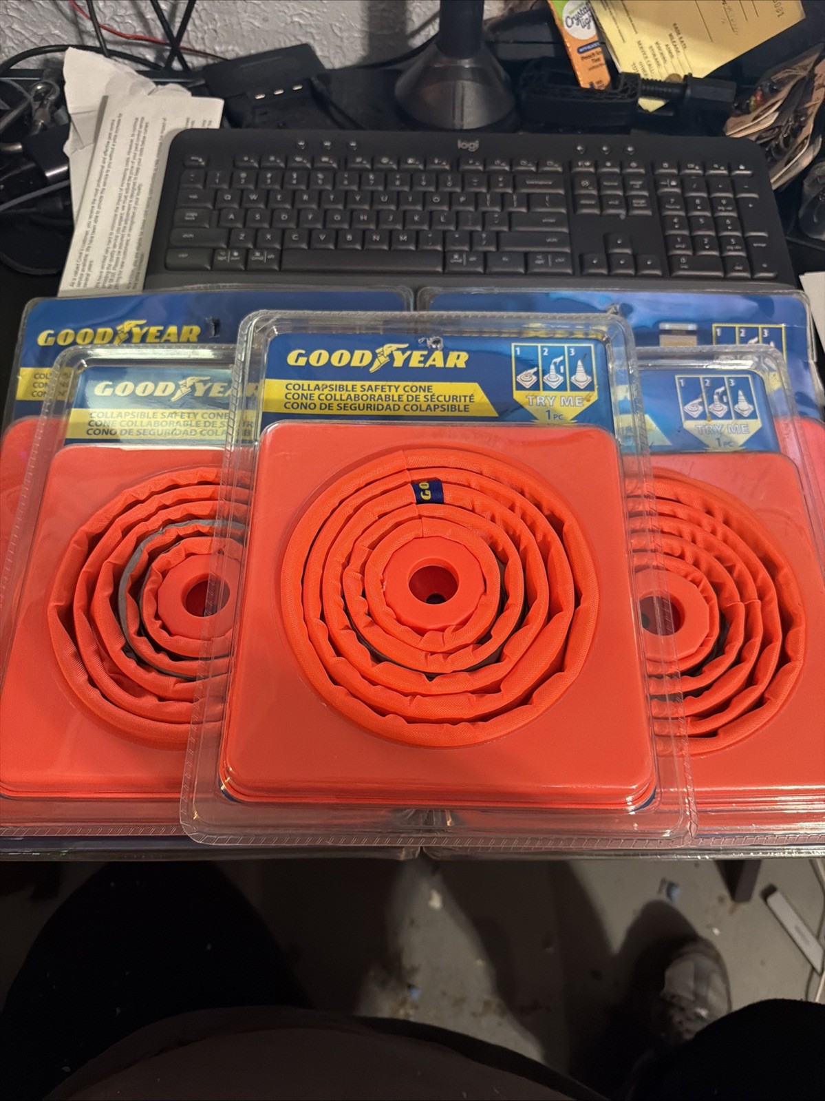 GoodYear Collapsible Reflective Safety Cone Set Of 5 2 Large 3 Medium Cones