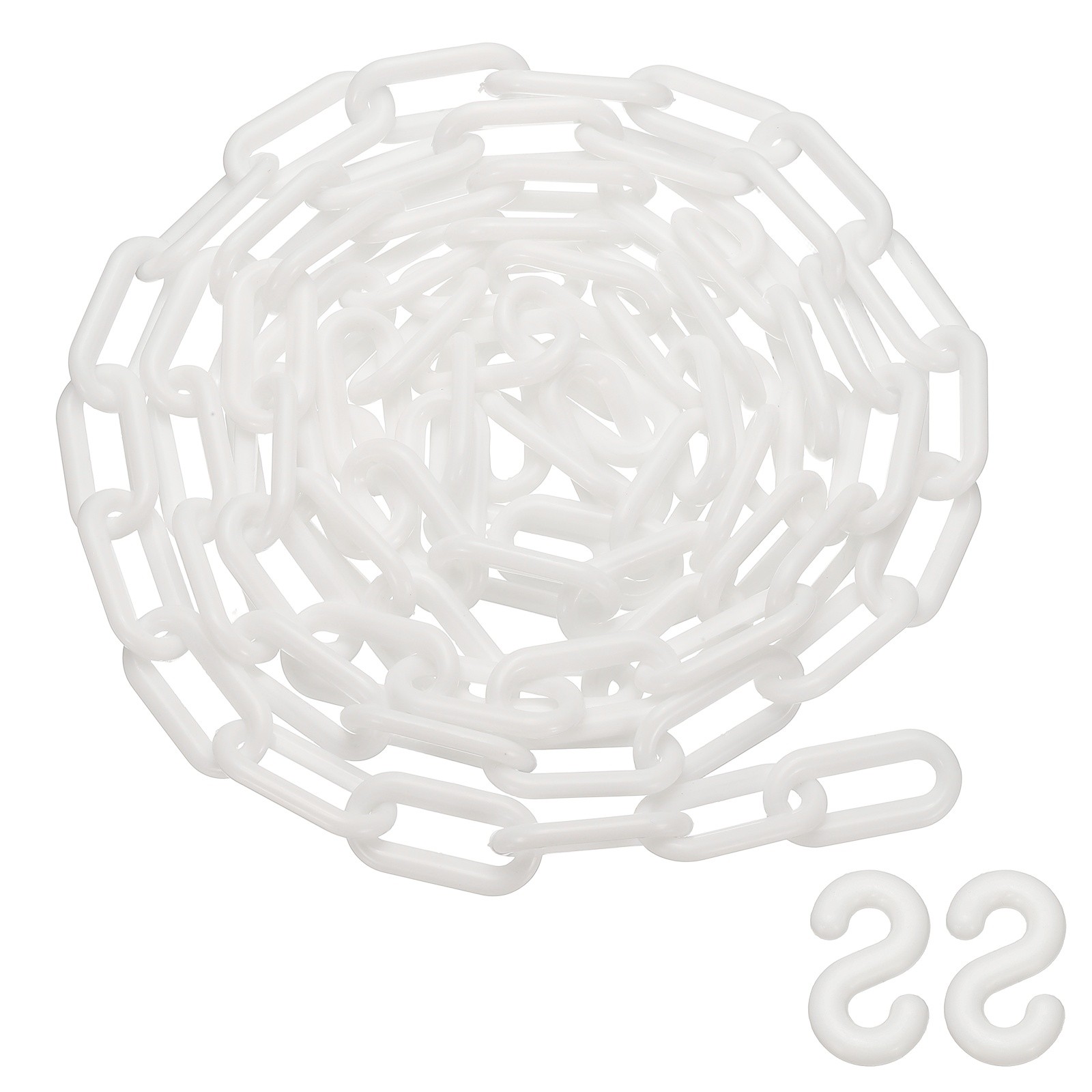 10 Feet Plastic Chain Link Safety Barrier Chain 1×2 Inch Buckle White
