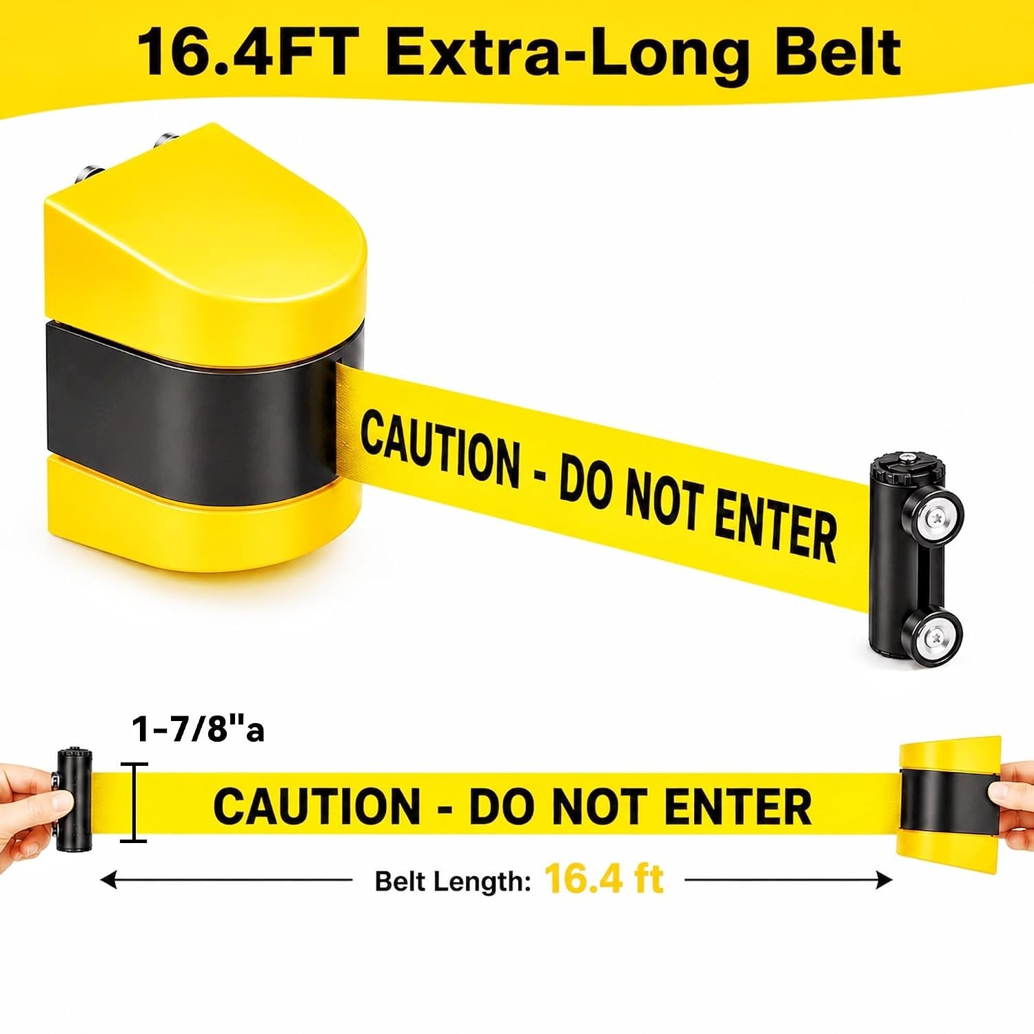 Magnetic Wall Mount Retractable Barrier 4 Pack, Fixed Crowd Control Caution Belt