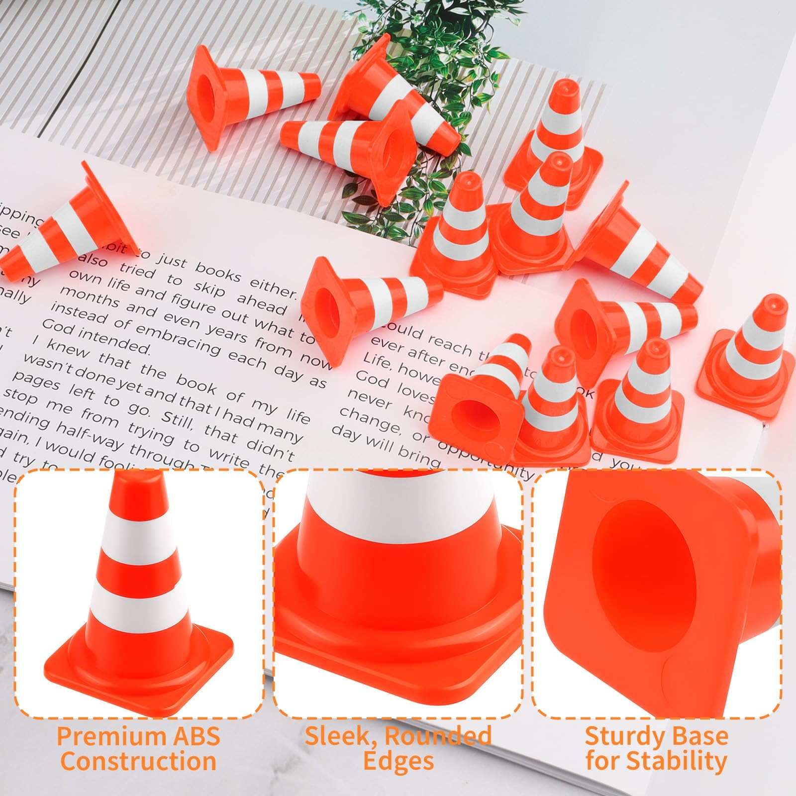 30pcs Mini Traffic Cones Orange Plastic Road Safety Cones for Training & Toys